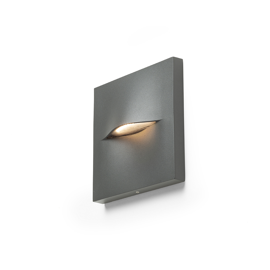 Lampa pătrată din aluminiu cu LED incorporat potrivita pentru iluminarea căilor si a treptelor, BOBO SQ de perete antracit 230V 3W IP65 3000K