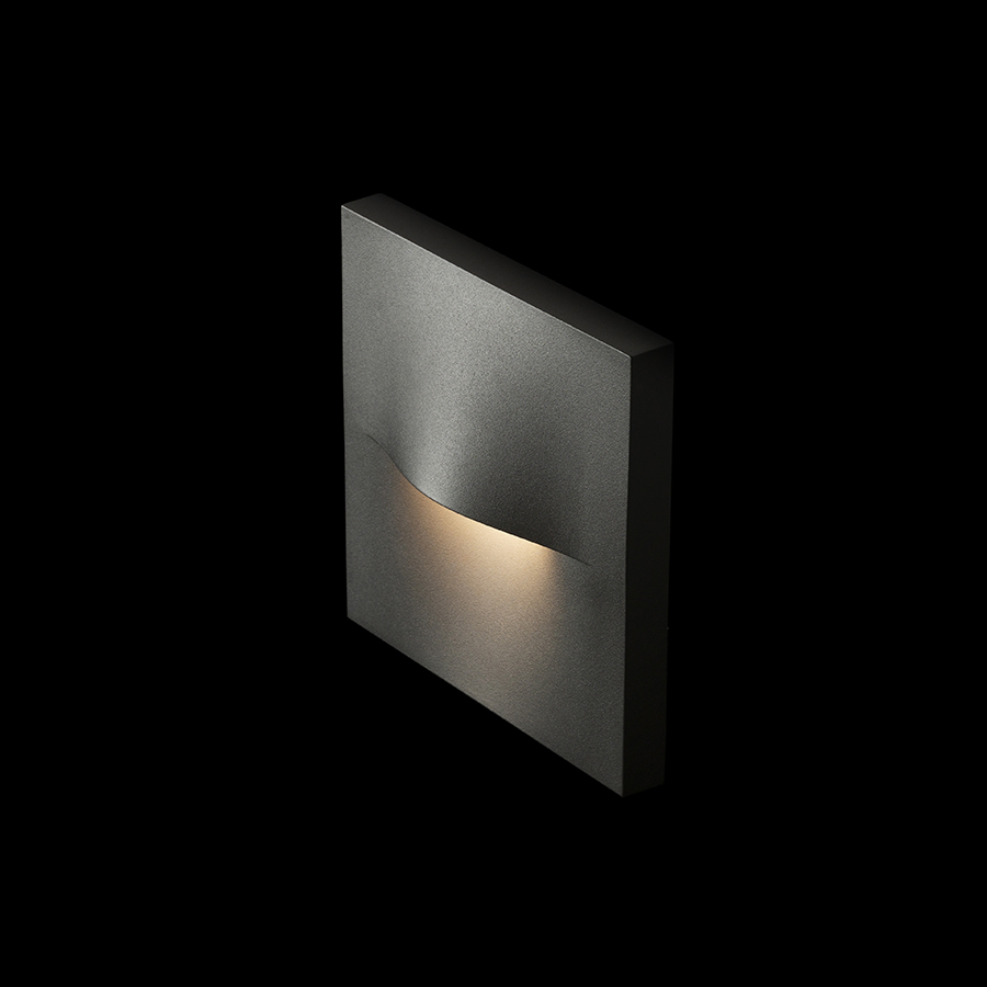 Lampa pătrată din aluminiu cu LED incorporat potrivita pentru iluminarea căilor si a treptelor, BOBO SQ de perete antracit 230V 3W IP65 3000K