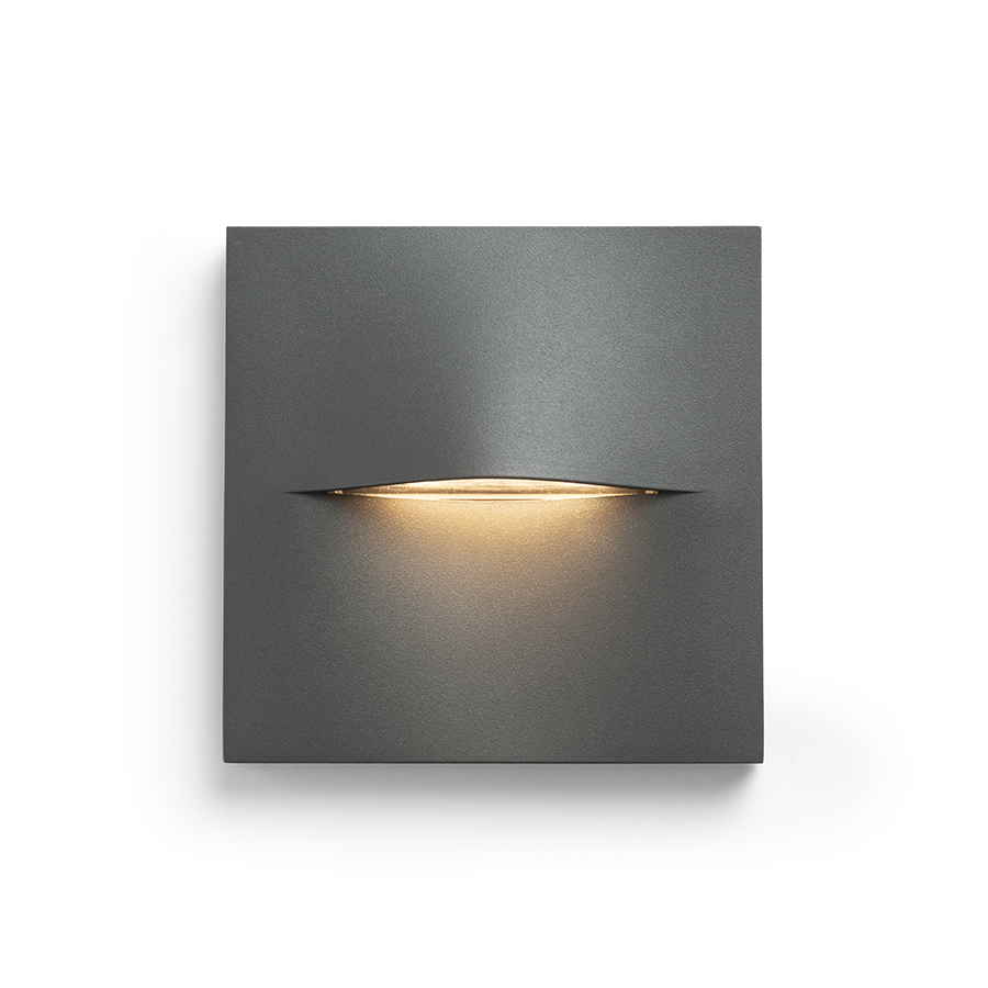 Lampa pătrată din aluminiu cu LED incorporat potrivita pentru iluminarea căilor si a treptelor, BOBO SQ de perete antracit 230V 3W IP65 3000K