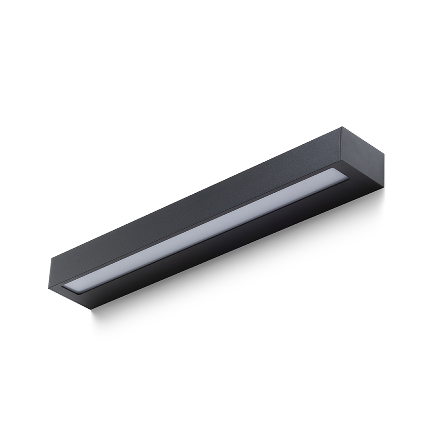 Aplica de perete LED alungita pentru iluminare SUS/JOS, ASTER 50 negru acrilic mat 230V 2x10W IP65 3000K