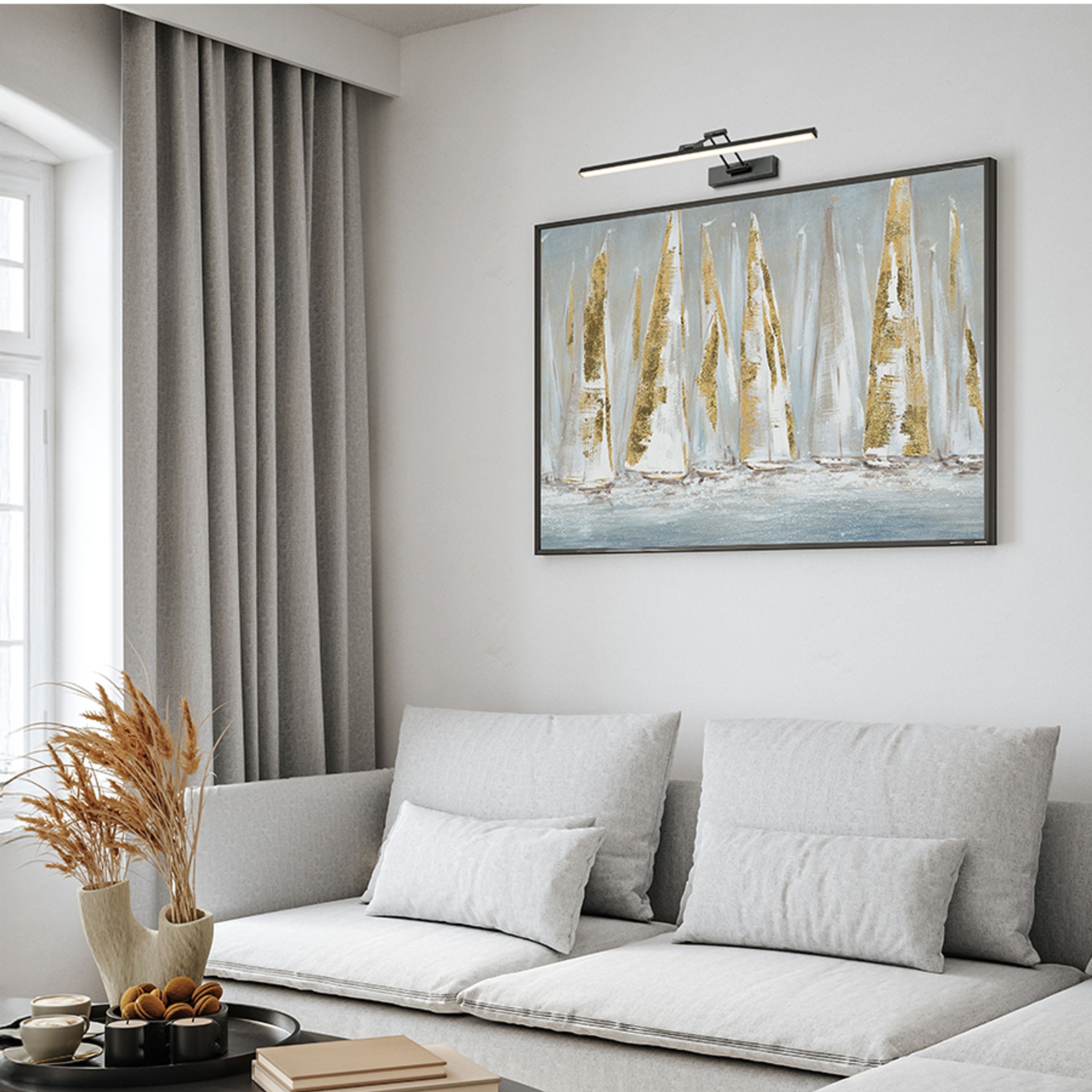 Aplica de perete LED liniara din plastic cu brat dublu reglabil, FRIDA 60 negru mat 230V 12W 3000K