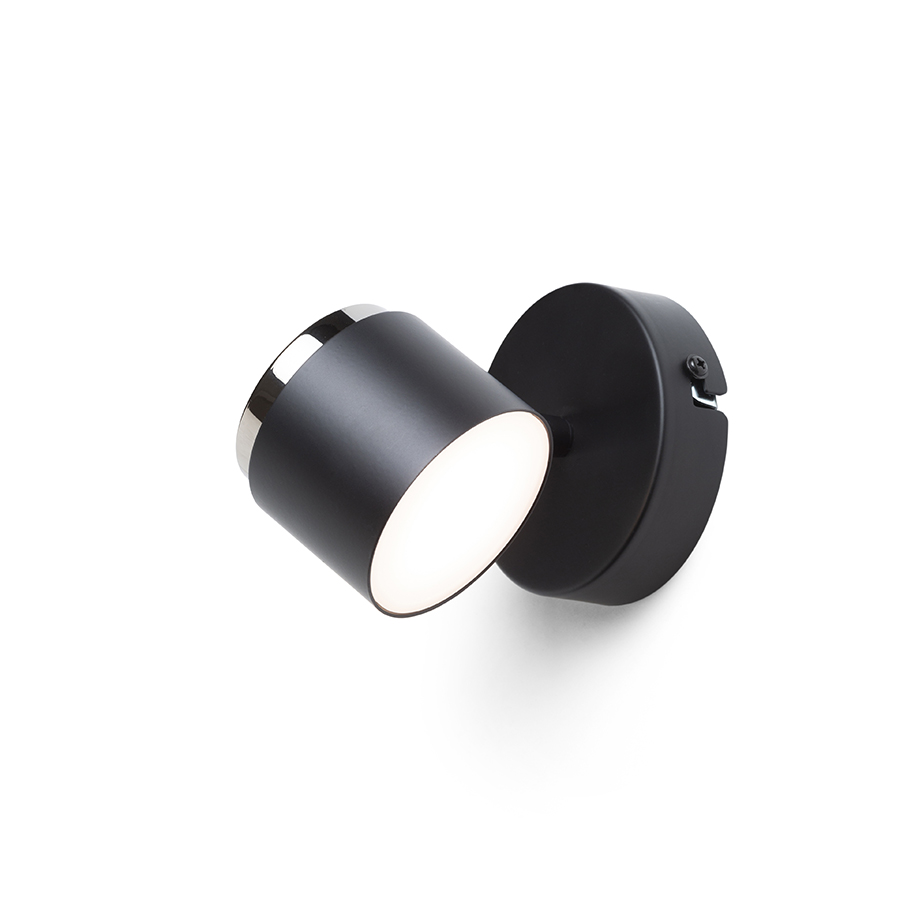 Aplica cu LED-uri cu functie de inclinare si un difuzor laptos pentru o iluminare moale si uniforma, NOVA I de perete negru crom/acrilic mat 230V LED 4.2W 3000K