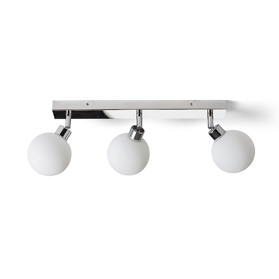 Aplica sau lampa de perete din sticlă de culoare opal pe bază cromată, BOLLY III montat pe suprafață opal/crom 230V LED G9 3x3W IP44