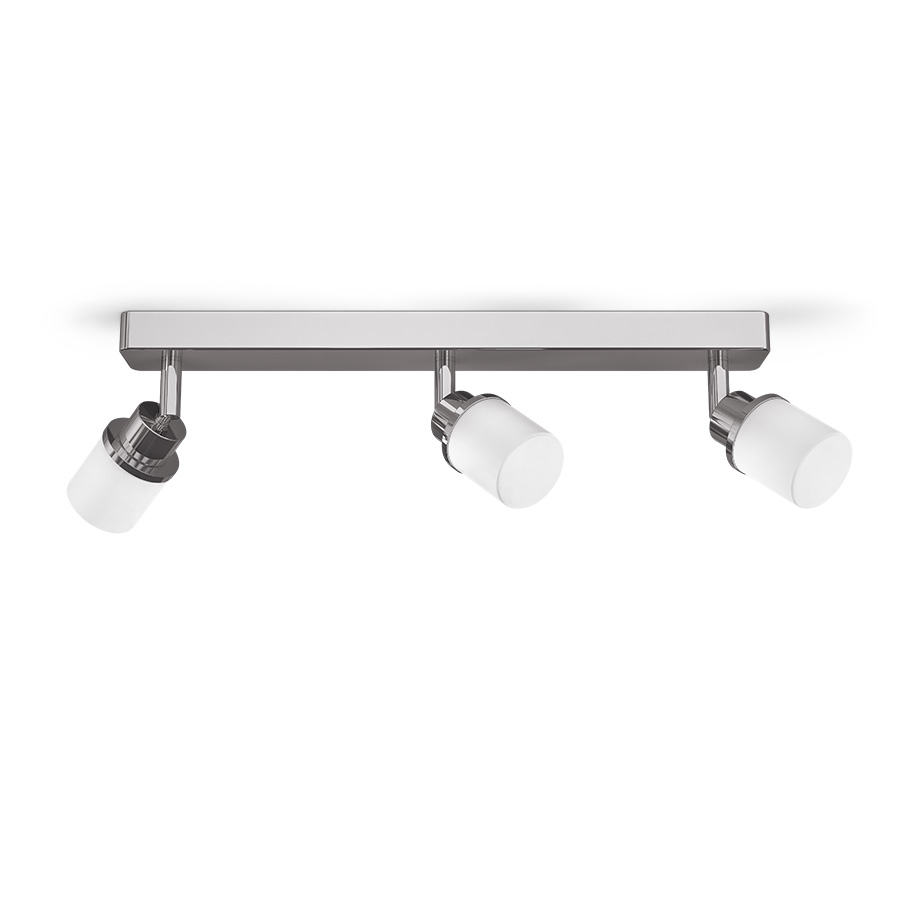 Aplica sau lampă de perete din sticlă de culoare opal pe baza cromata, LINN III montat pe suprafață opal/crom 230V LED G9 3x3W IP44