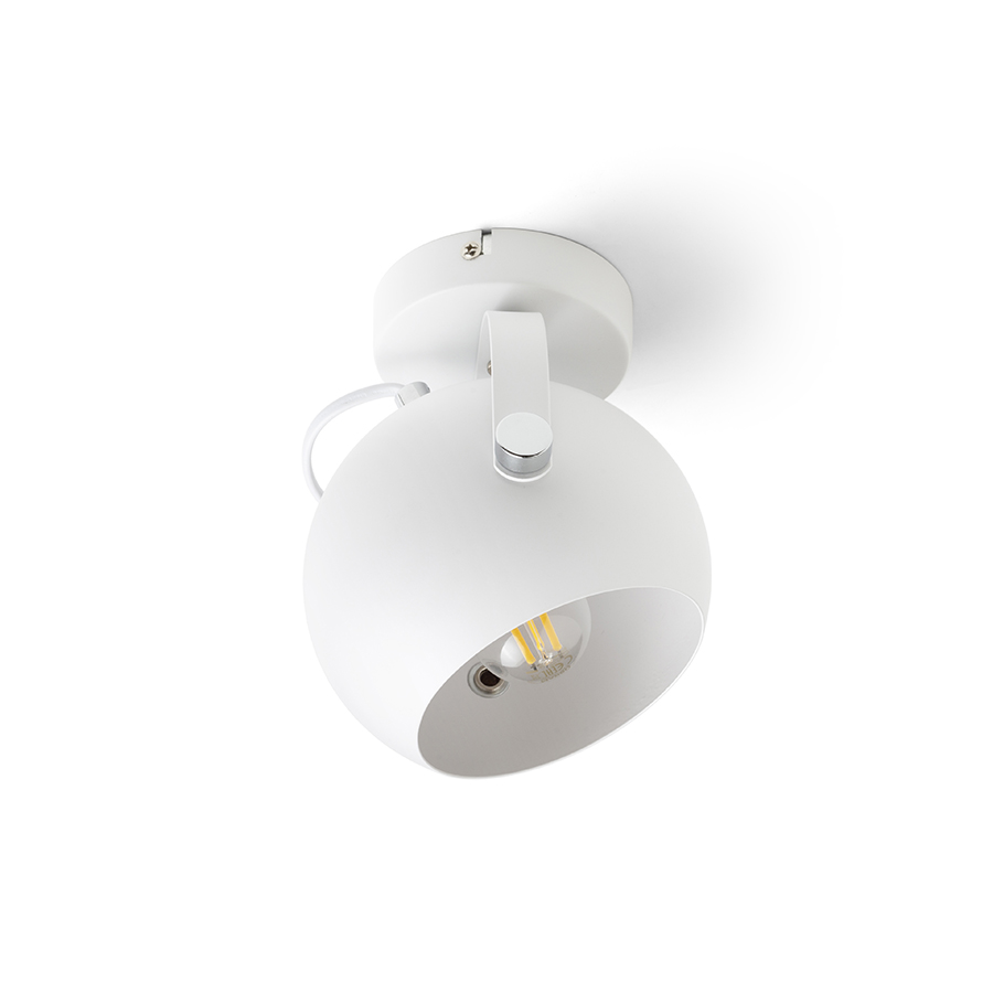 Abajur metalic rotund rotativ cu baza, pentru utilizare cu o sursa de lumină E27 adecvată, AGNETA montat pe suprafață alb 230V LED 11W