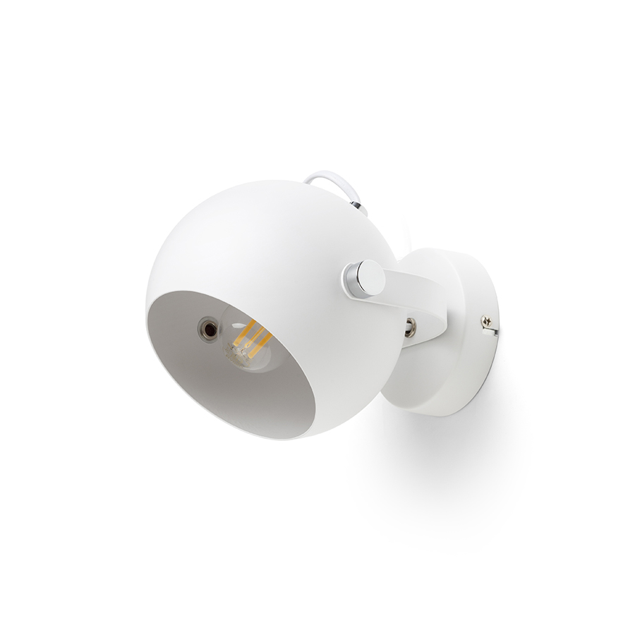 Abajur metalic rotund rotativ cu baza, pentru utilizare cu o sursa de lumină E27 adecvată, AGNETA montat pe suprafață alb 230V LED 11W