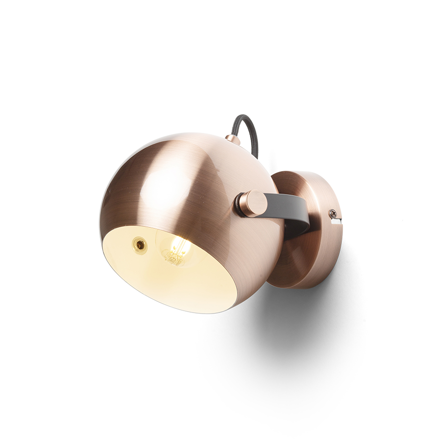 Abajur metalic rotund rotativ cu baza, pentru utilizare cu o sursa de lumină E27 adecvată, AGNETA montat pe suprafață cupru pieptănat/negru 230V LED 11W