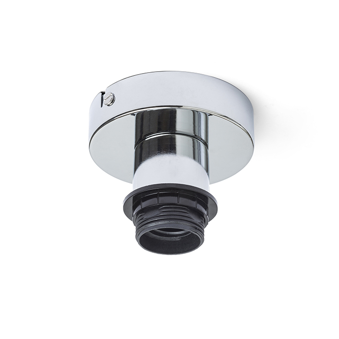 Bază circulară de tavan pentru abajururi textile cu prindere pe filet E27, SOLO R băza de crom 230V LED 15W