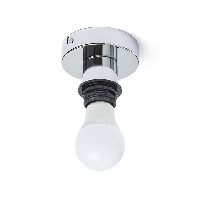 Bază circulară de tavan pentru abajururi textile cu prindere pe filet E27, SOLO R băza de crom 230V LED 15W