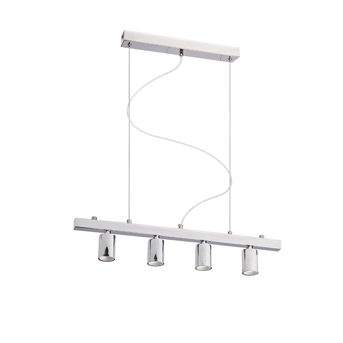 Baza de tavan cromată pentru abajururi textile longitudinale CASUAL 90 și LOPE 80, RALLONG IV cu bază suspendată crom 230V LED E27 4x15W