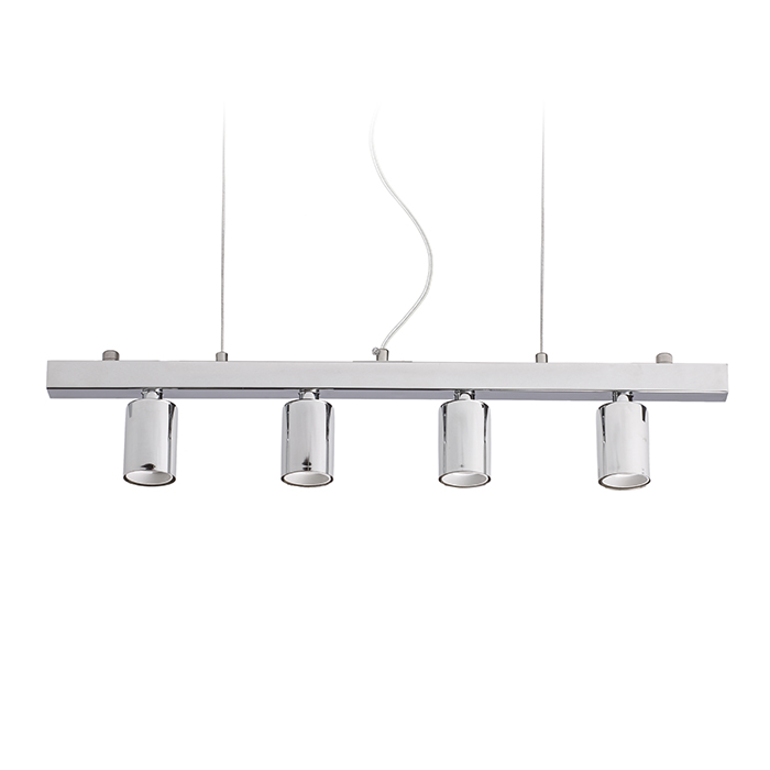 Baza de tavan cromată pentru abajururi textile longitudinale CASUAL 90 și LOPE 80, RALLONG IV cu bază suspendată crom 230V LED E27 4x15W
