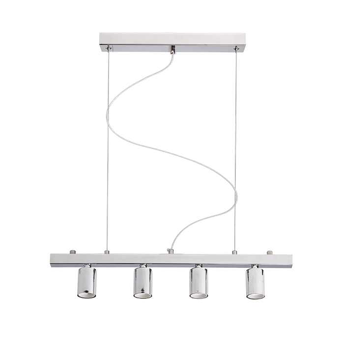 Baza de tavan cromată pentru abajururi textile longitudinale CASUAL 90 și LOPE 80, RALLONG IV cu bază suspendată crom 230V LED E27 4x15W