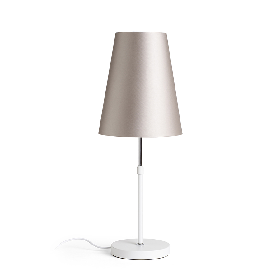 Bază de lampă de masă height reglabila, cu finisaj lăcuit si accente de crom sau alama, EMMETT de alb 230V LED E27 15W