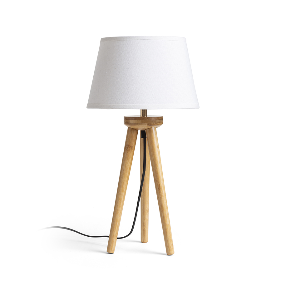 Bază de lampa de masă din bambus de masa pentru abajururi cu dulie E27, BASCO de 230V LED 15W