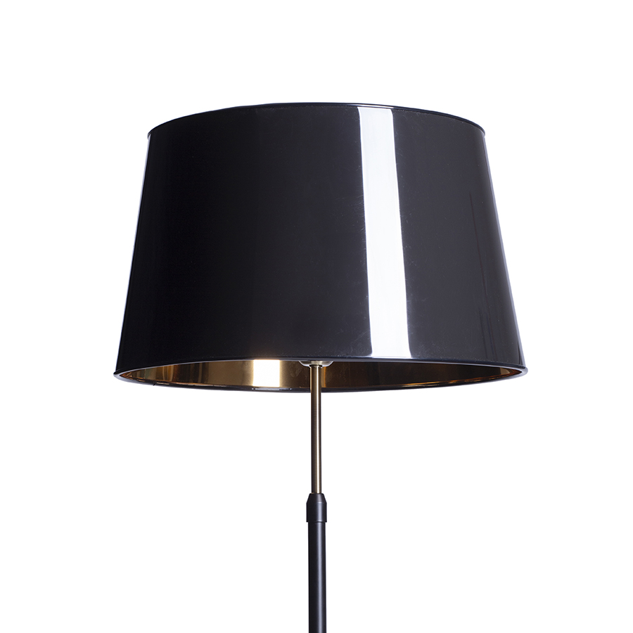Bază de lampă de podea height reglabila, cu finisaj lăcuit si accente de crom sau alama, EMMETT suport de negru alamă veche 230V LED E27 15W