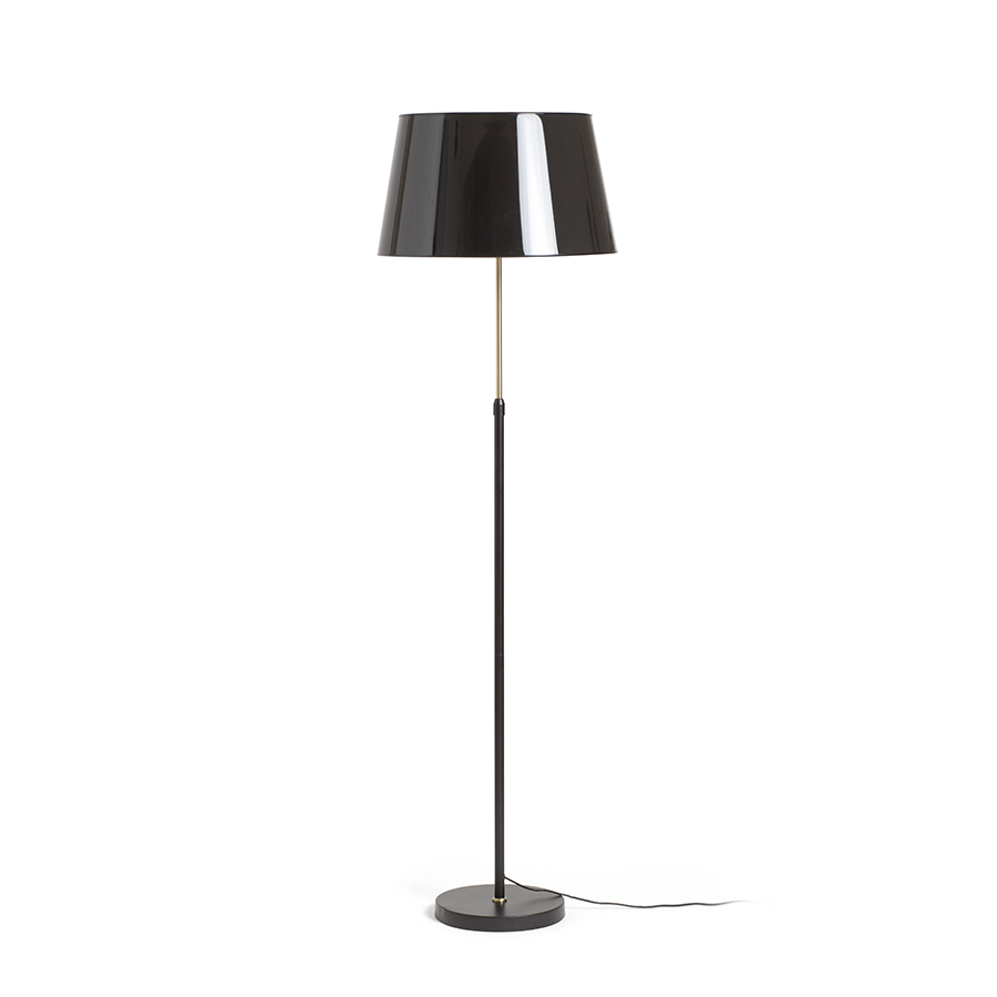 Bază de lampă de podea height reglabila, cu finisaj lăcuit si accente de crom sau alama, EMMETT suport de negru alamă veche 230V LED E27 15W