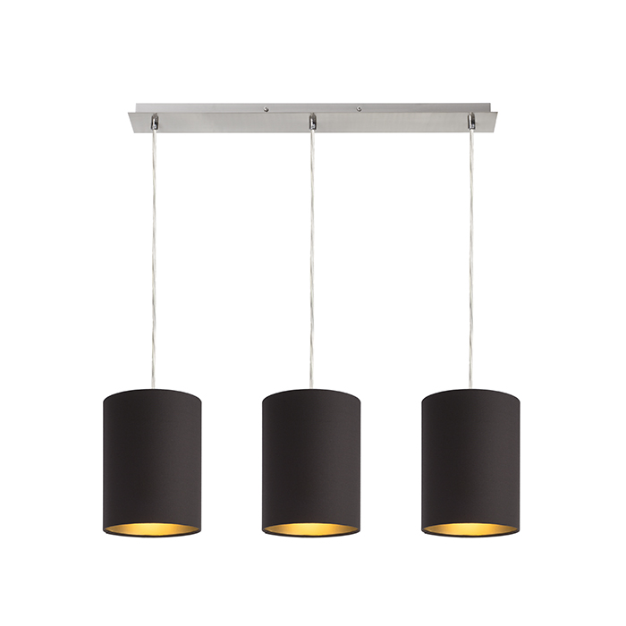 Bază liniară de tavan 60 cm în lungime pentru suspendare a trei abajururi în finisaj lucios și mat, MORE 60 pe suspendată nichel 230V LED E27 3x15W