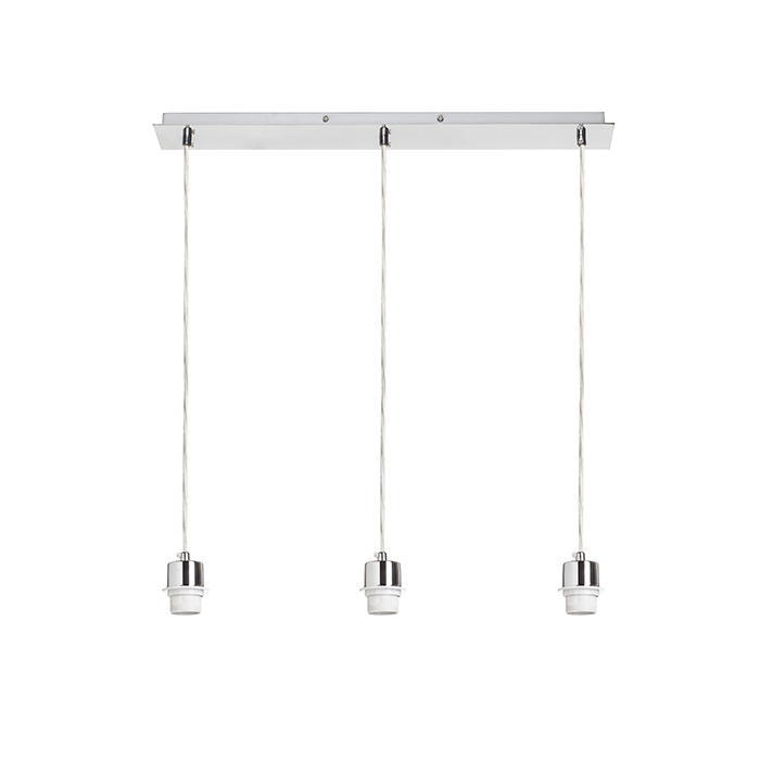 Bază liniară de tavan 60 cm în lungime pentru suspendare a trei abajururi în finisaj lucios și mat, MORE 60 pe suspendată crom 230V LED E27 3x15W