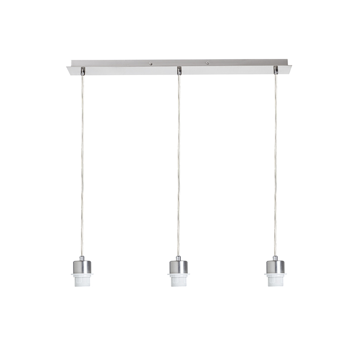 Bază liniară de tavan 60 cm în lungime pentru suspendare a trei abajururi în finisaj lucios și mat, MORE 60 pe suspendată nichel 230V LED E27 3x15W