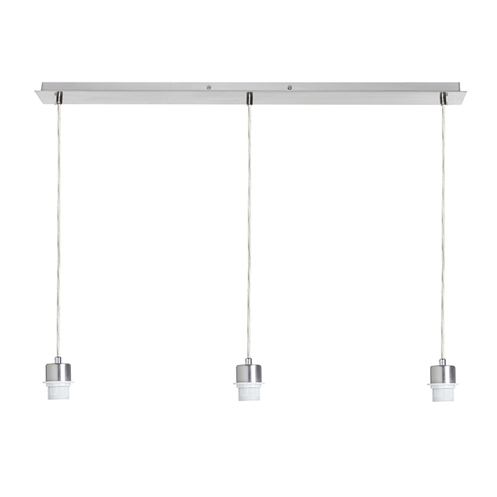 Bază liniară de tavan cu lungime de 80 cm pentru suspendare a trei abajururi în finisaj lucios și, MORE 80 pe suspendată crom 230V LED E27 3x15W