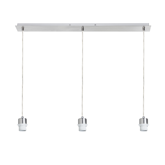 Bază liniară de tavan cu lungime de 80 cm pentru suspendare a trei abajururi în finisaj lucios și, MORE 80 pe suspendată crom 230V LED E27 3x15W