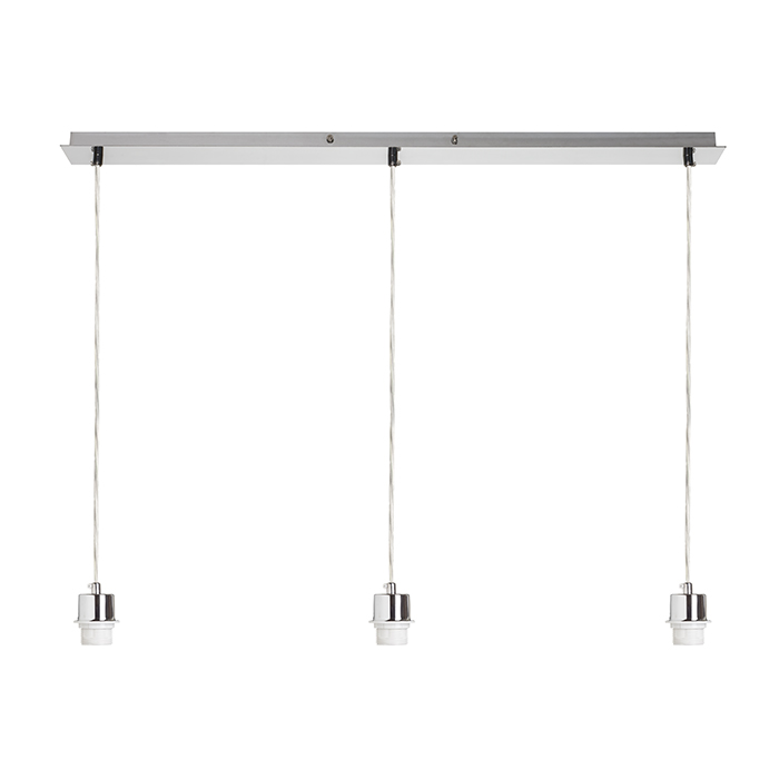 Bază liniară de tavan cu lungime de 80 cm pentru suspendare a trei abajururi în finisaj lucios și, MORE 80 pe suspendată nichel mat 230V LED E27 3x15W