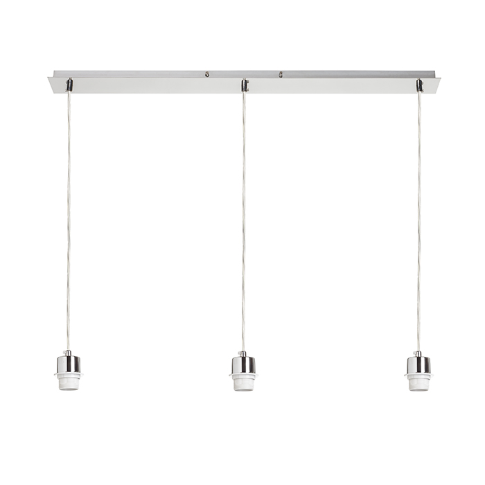 Bază liniară de tavan cu lungime de 80 cm pentru suspendare a trei abajururi în finisaj lucios și, MORE 80 pe suspendată nichel mat 230V LED E27 3x15W