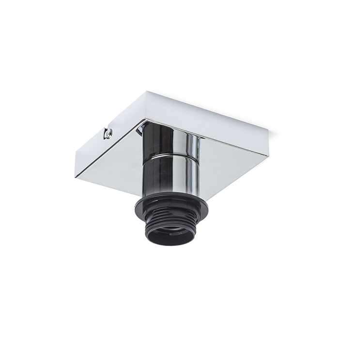 Bază pătrată de tavan pentru abajururi textile cu prindere pe filet E27, SOLO SQ băza de crom 230V LED 15W