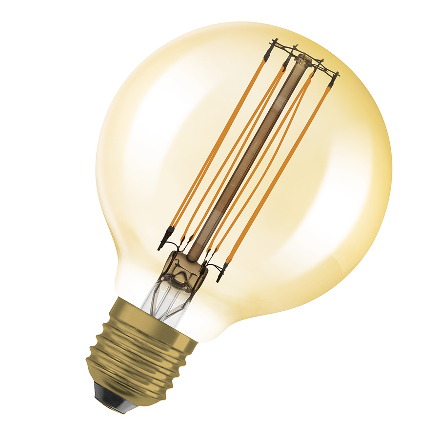 Bec LED Glob E27, OSRAM Globe 80 DIMM chihlimbar 230V EQ60 2200K