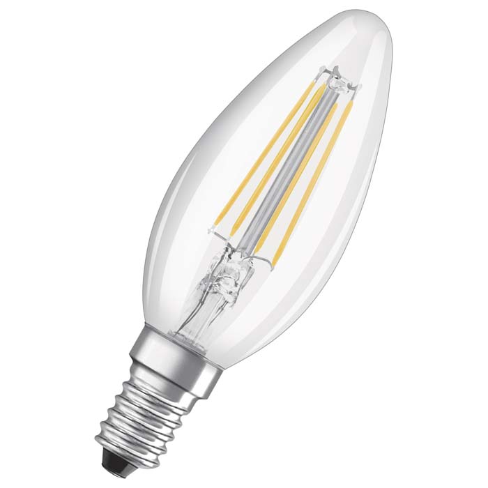 Bec LED lumânare cu soclu E14, OSRAM Retrofit clar 230V EQ40 2700K