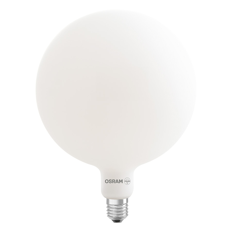 Bec LED de culoare opal cu baza E27 si diametru de 200 mm, OSRAM Globe 200 DIMM mat 230V EQ60 2700K