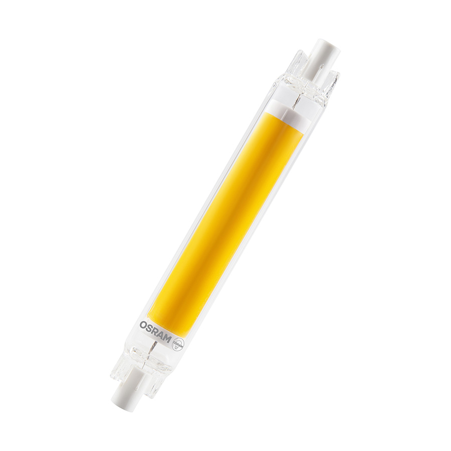 LED bec bun in loc de becuri cu halogen cu fasung R7s cu lungime de 118 mm, OSRAM SLIM LINE 118mm sticlă transparentă 230V EQ60 300° 2700K