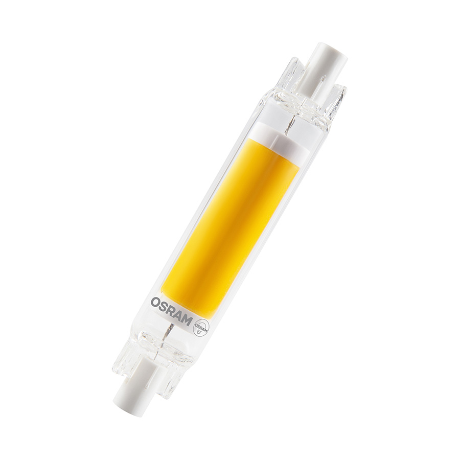 LED bec bun in loc de becuri cu halogen cu fasung R7s cu lungime de 78 mm, OSRAM SLIM LINE 78mm sticlă transparentă 230V EQ40 300° 2700K