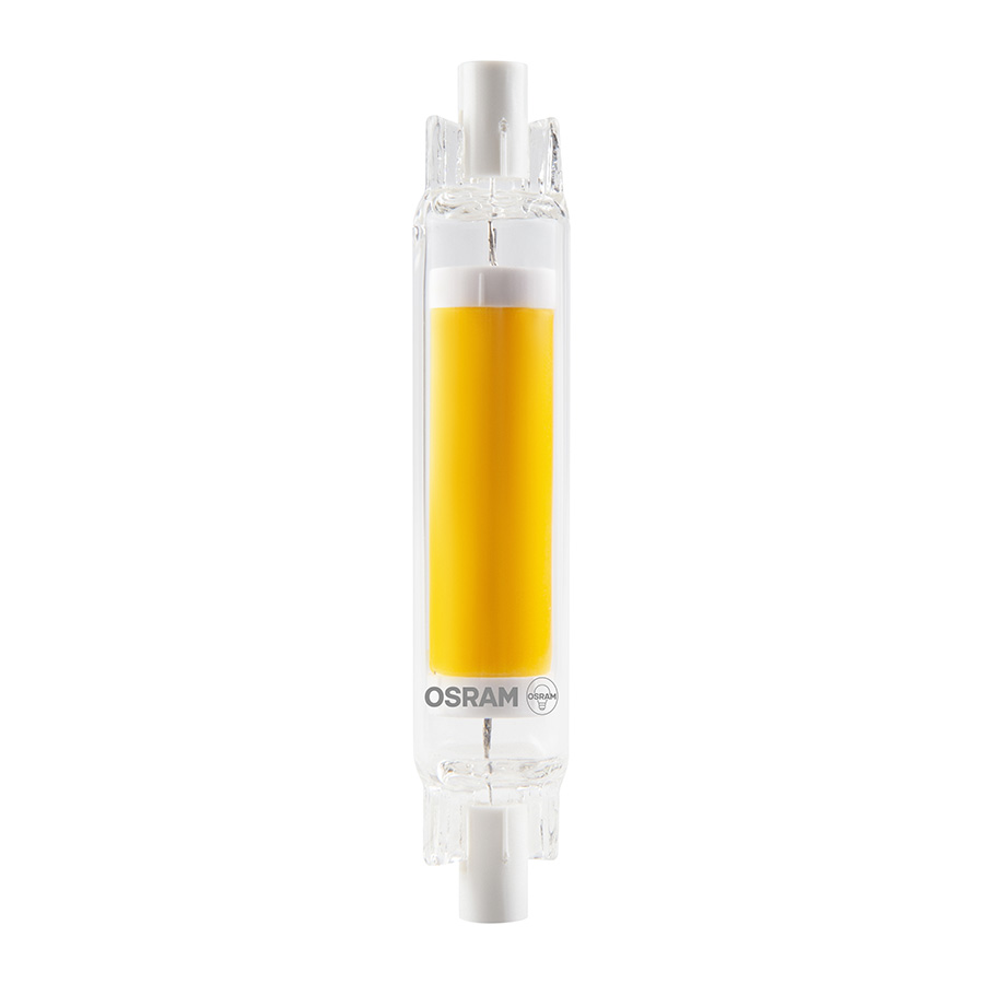 LED bec bun in loc de becuri cu halogen cu fasung R7s cu lungime de 78 mm, OSRAM SLIM LINE 78mm sticlă transparentă 230V EQ40 300° 2700K