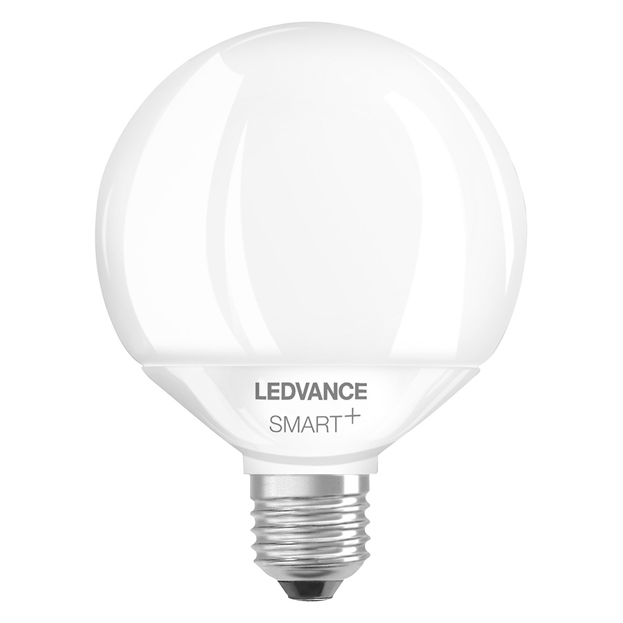 Bec LED Globe Smart pentru prize E27 care poate fi controlat folosind aplicația LEDVANCE SMART+, OSRAM SMART+ Globe 95 mat 230V EQ100 RGBW