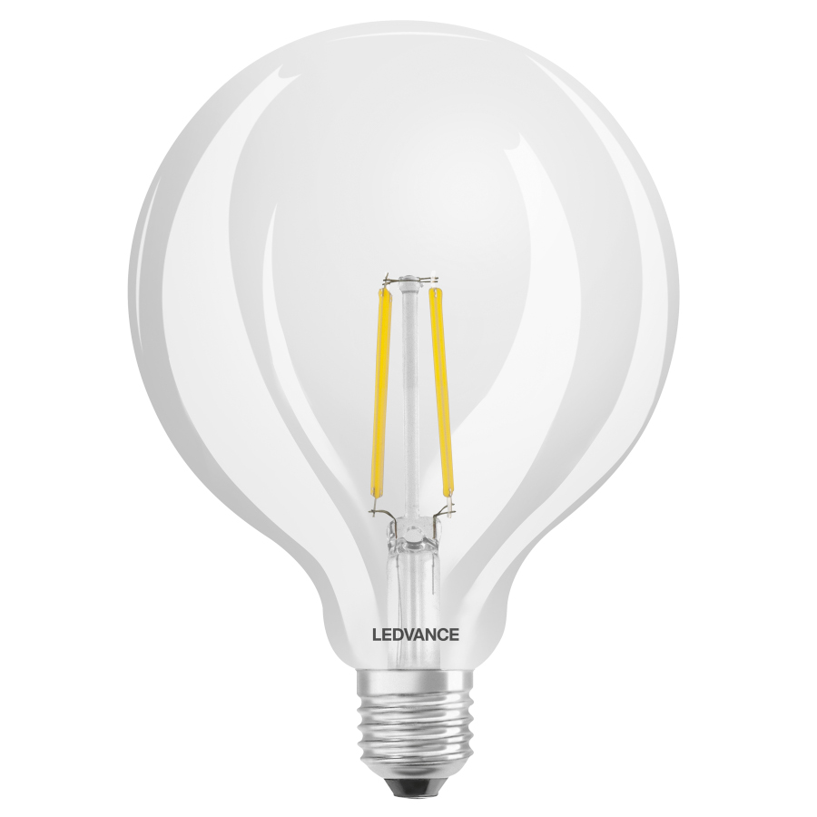 Sursa de lumina LED GLOBE Smart WiFi cu fiting E27 care este reglabila folosind LEDVANCE SMART+WiFi, OSRAM SMART+ Globe 125 WiFi clar 230V EQ60 2700K