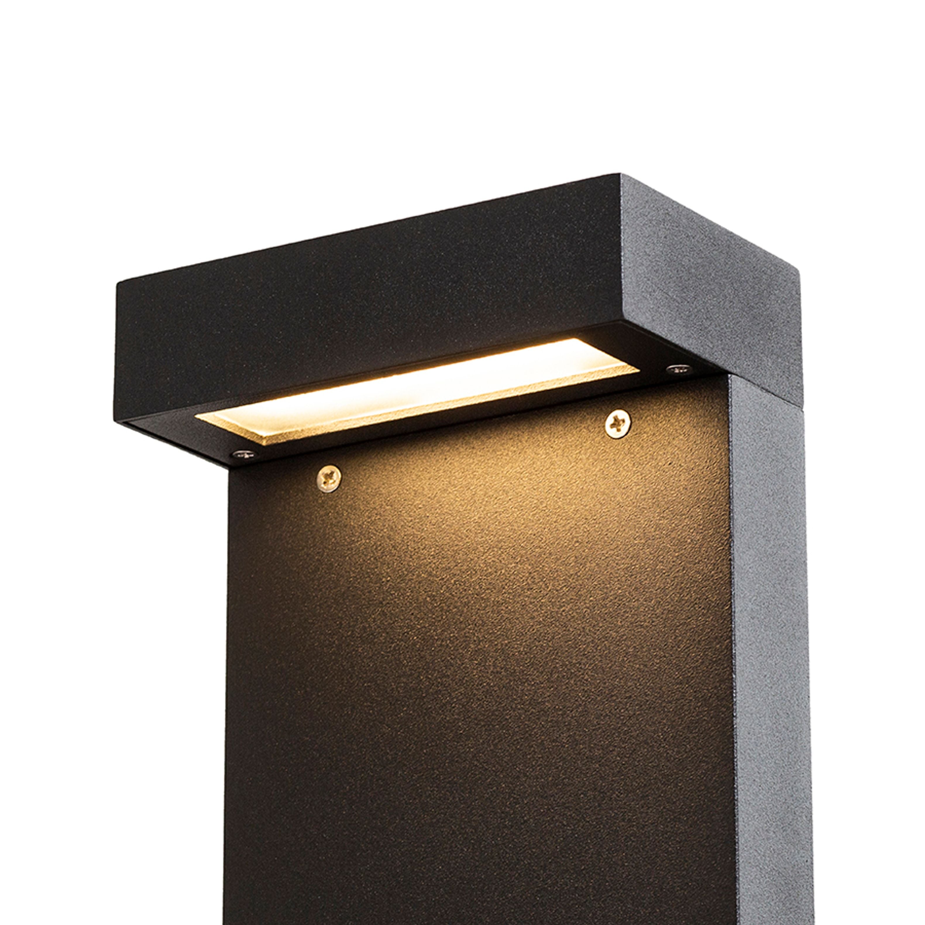 Bolard din aluminiu turnat sub presiune cu iluminare în jos unde LED-ul este acoperit de o nuanță, GARDIEN 65 standuri negru 230V LED 10W IP54 3000K
