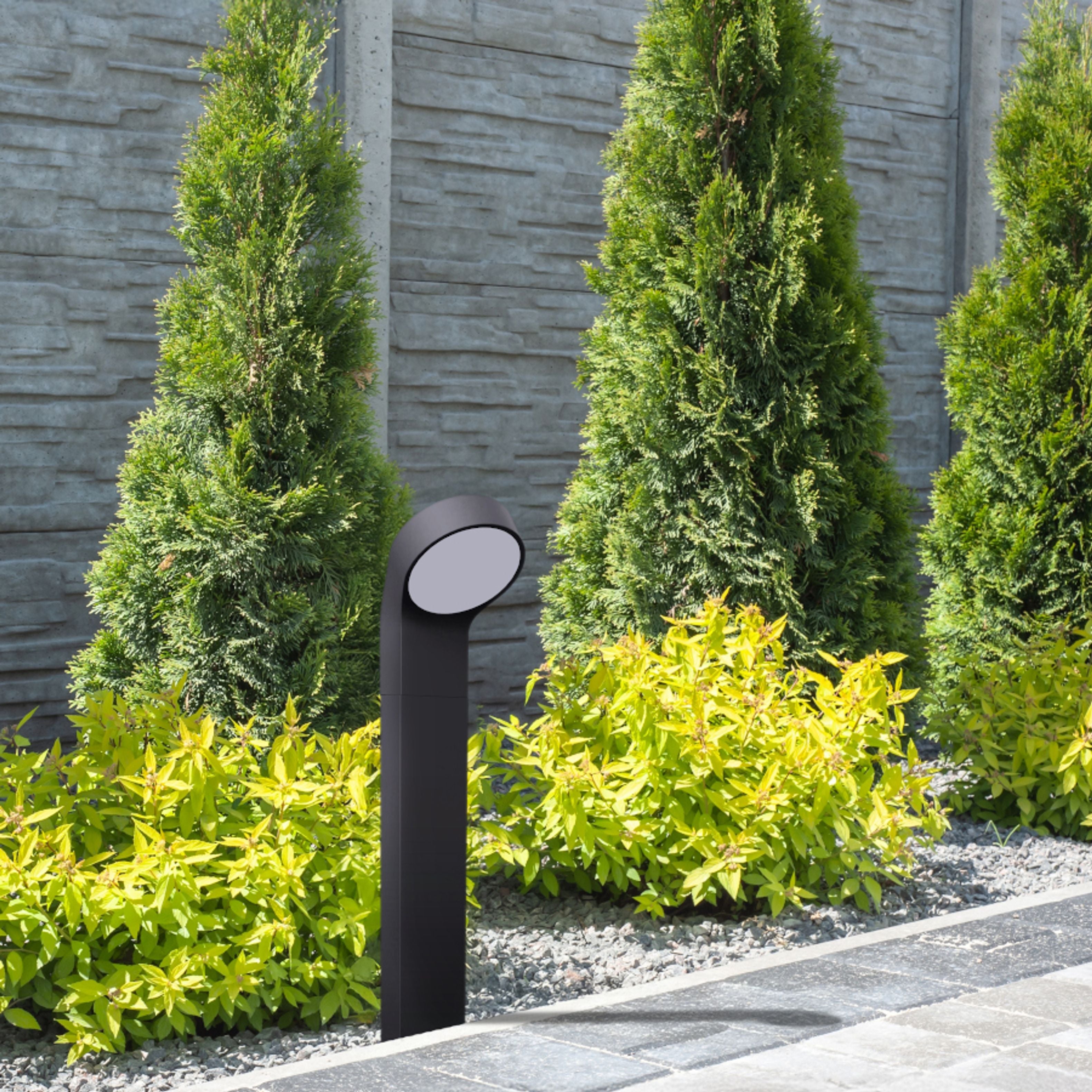 Bolard de exterior din aluminiu masiv cu LED incorporat și difuzor de culoare opal, din seria ELIA, ELIA standuri antracit 230V 9W IP44 3000K