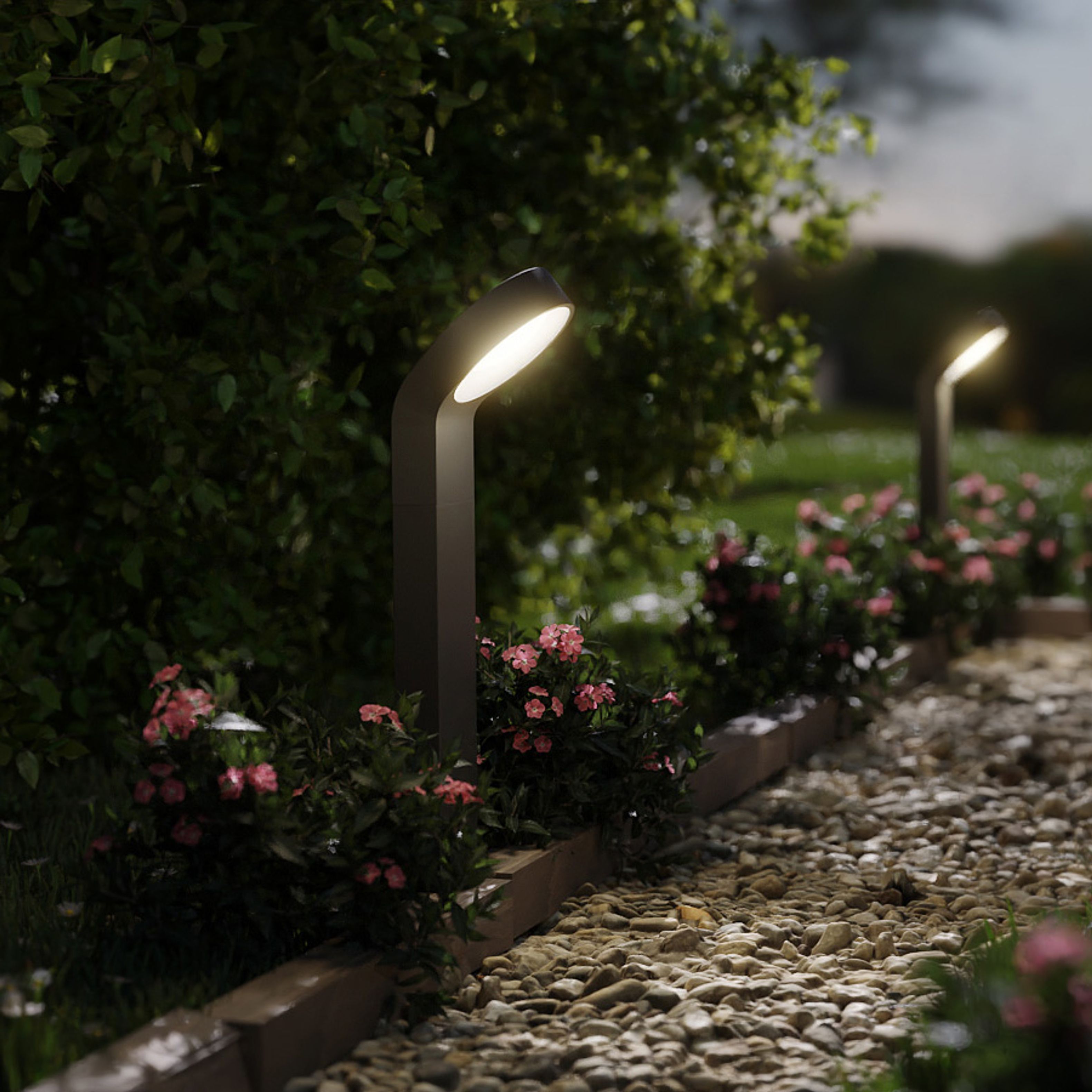 Bolard de exterior din aluminiu masiv cu LED incorporat și difuzor de culoare opal, din seria ELIA, ELIA standuri antracit 230V 9W IP44 3000K