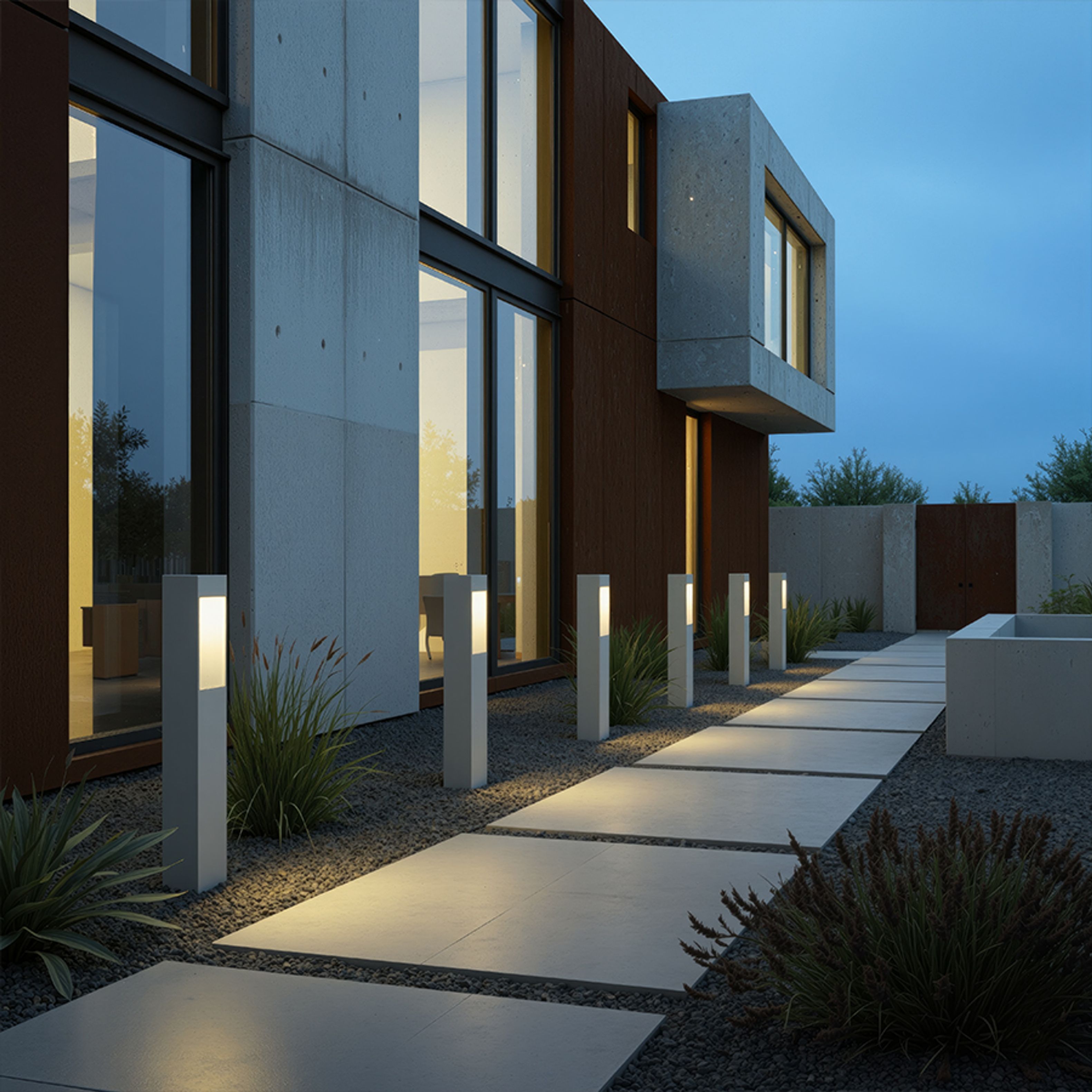 Bolard LED de exterior din aliminiu lăcuit cu lumina directionată in jos, TORIN 60 de podea gri deschis 230V 7W 120° IP65 3000K