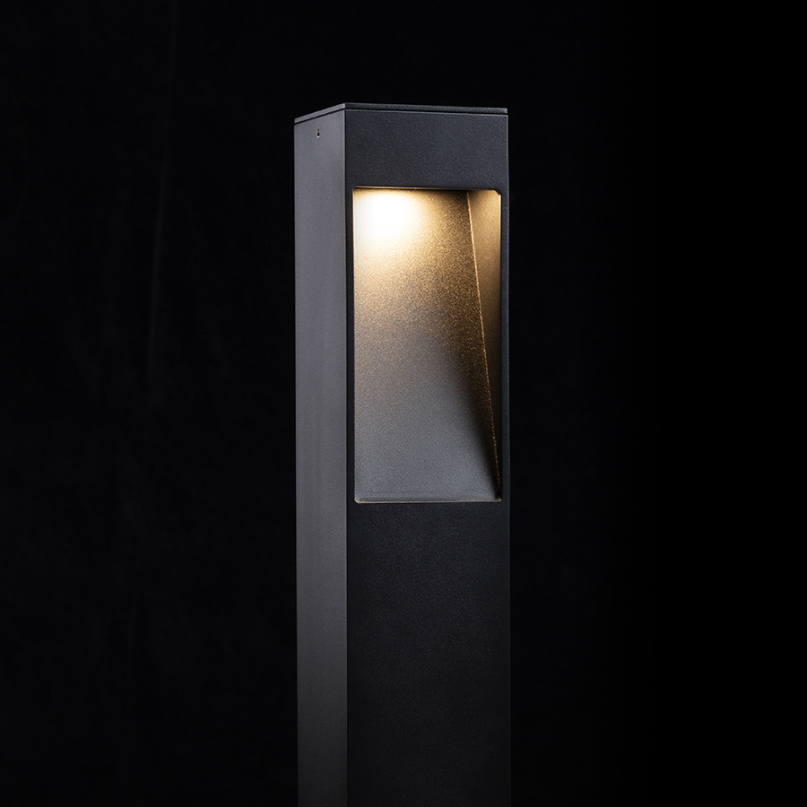 Bolard LED de exterior din aliminiu lăcuit cu lumina directionată in jos, TORIN 60 de podea negru 230V 7W 120° IP65 3000K