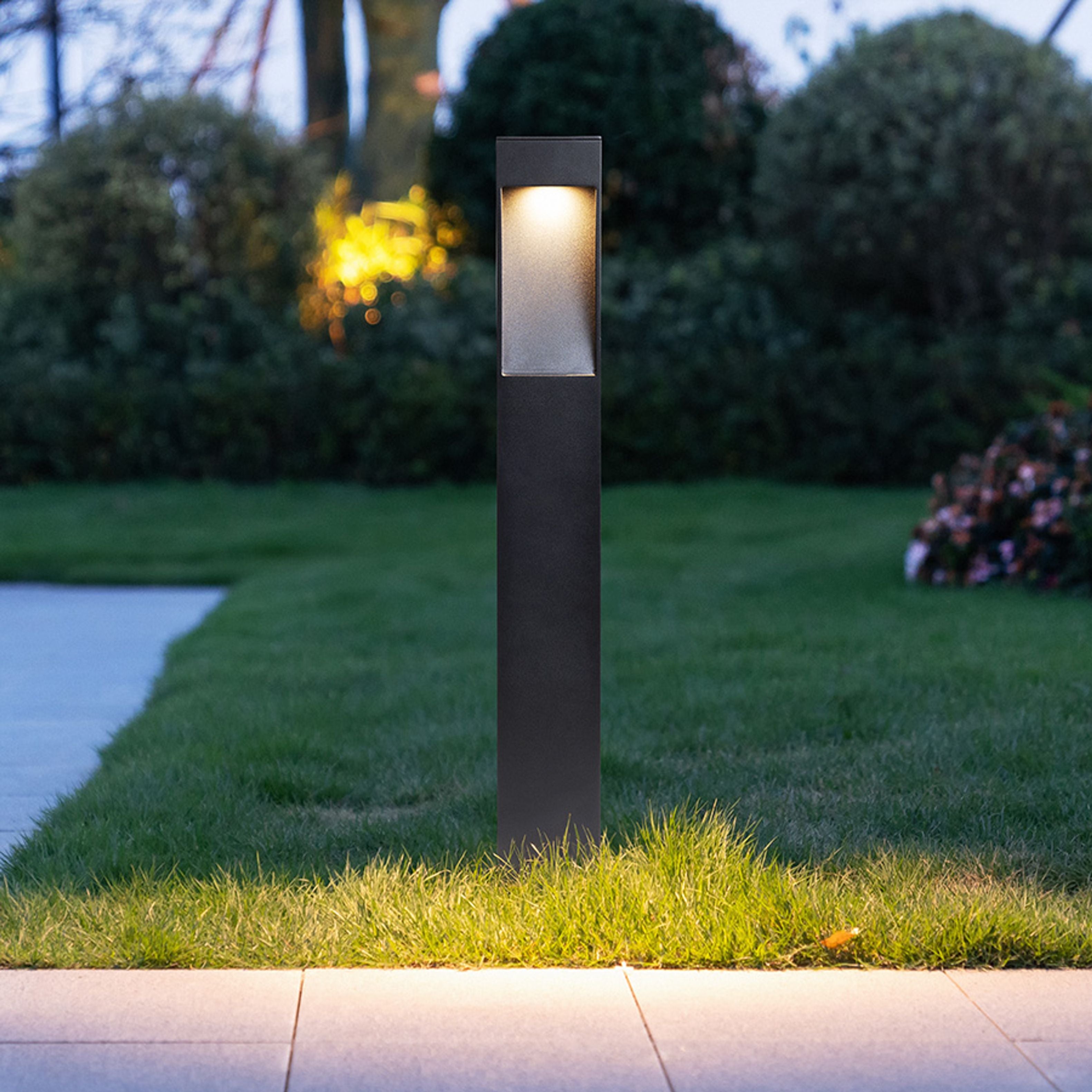 Bolard LED de exterior din aliminiu lăcuit cu lumina directionată in jos, TORIN 60 de podea negru 230V 7W 120° IP65 3000K