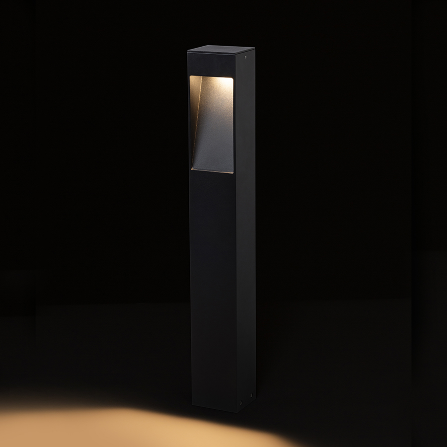 Bolard LED de exterior din aliminiu lăcuit cu lumina directionată in jos, TORIN 60 de podea negru 230V 7W 120° IP65 3000K