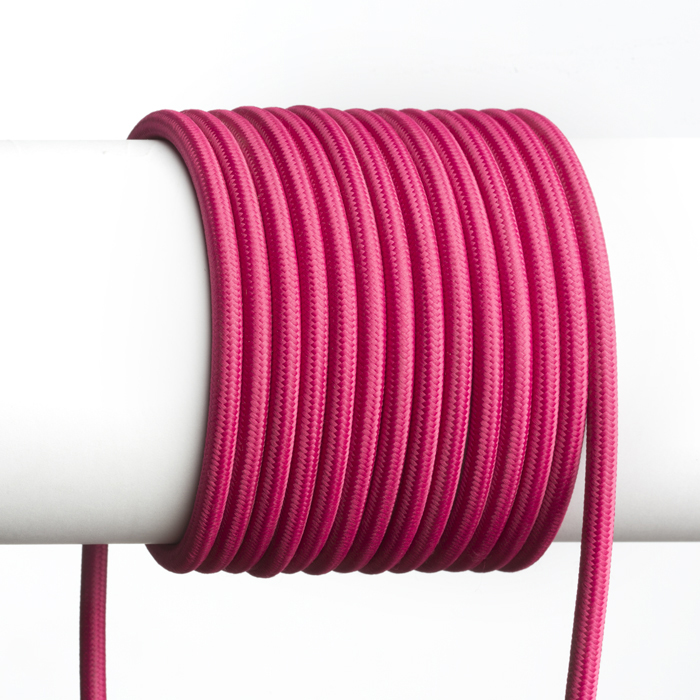 Cablu cu trei fire cu împletitură textilă în diferite culori, FIT 3x0,75 textil fuchsia