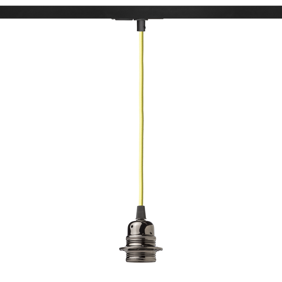 Cablu textil în diferite combinații de culori cu mufă metalică E27 și un adaptor pentru piese cu, ELISA șină cu 1-circuit AN1+CL+DNC 230V LED 15W