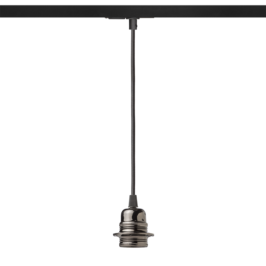 Cablu textil în diferite combinații de culori cu mufă metalică E27 și un adaptor pentru piese cu, ELISA șină cu 1-circuit AN1+CN+DNC negru 230V LED 15W