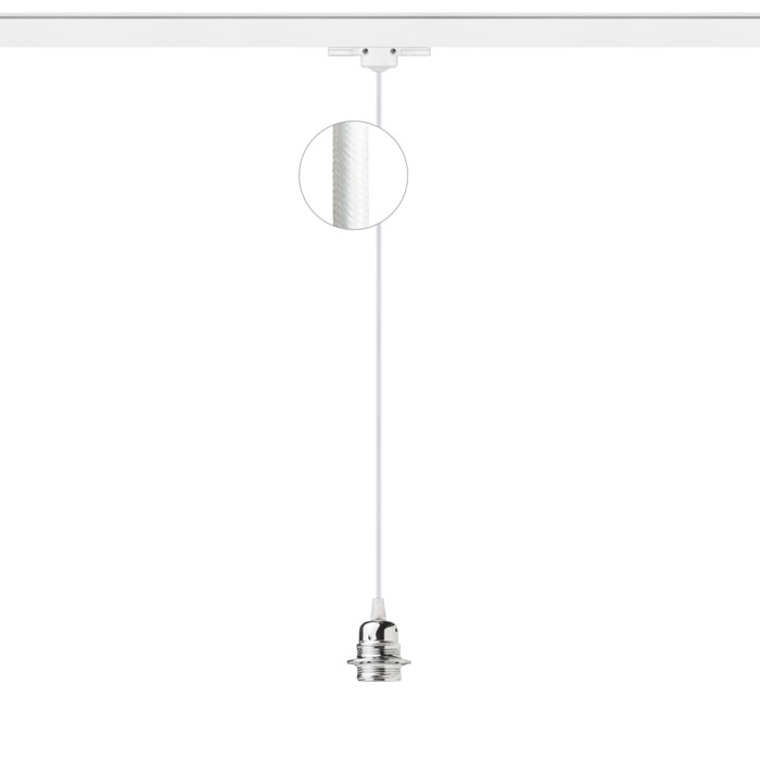 Cablu textil în diverse combinații de culori cu mufă metalică E27 și adaptor pentru șine cu, ELISA șină cu 3-circuite AA+CA+DCR 230V LED 15W
