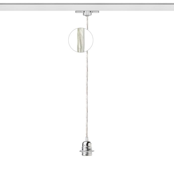 Cablu textil în diverse combinații de culori cu mufă metalică E27 și adaptor pentru șine cu, ELISA șină cu 3-circuite AG+CT+DCR 230V LED 15W