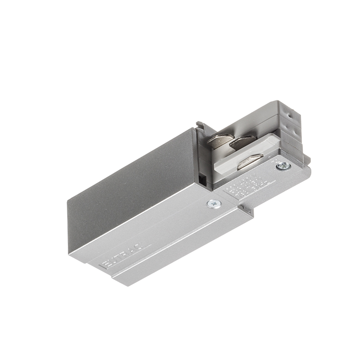 Conector de capăt pentru montat pe suprafață / suspendat șină cu trei circuite EUTRAC, EUTRAC alimentare dreaptă gri argintiu 230V