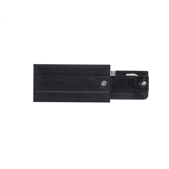 Conector de capăt pentru montat pe suprafață / suspendat șină cu trei circuite EUTRAC, EUTRAC alimentare dreapta negru 230V